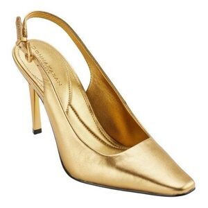Donna Karan New York Sadrina II Leather Metallic‎ Gold Slingback Pump Size 8.5